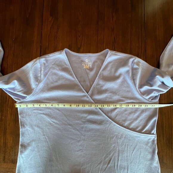 Lands' End 3/4 Sleeve Purple V-neck cotton blend top, Size XL - Picture 7 of 8